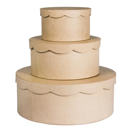 Rayher Boîtes de rangement empilables pap.m. FSC Rec. 100%, Marron pour chambre à coucher, bureau et garage