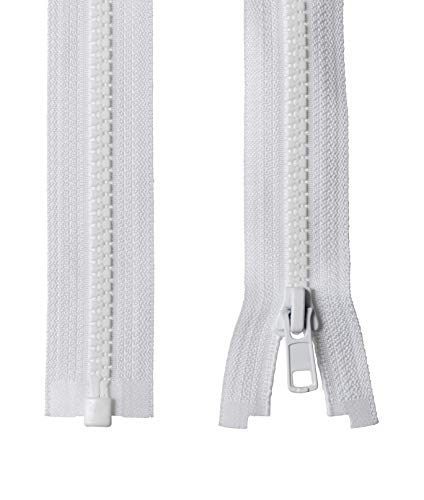 IPEA Fermeture Éclair Blanc Divisible - Longueur 90 cm -Couleur Blanche - 2 Unités - Largeur 30 mm - Pour Couture sur Bo