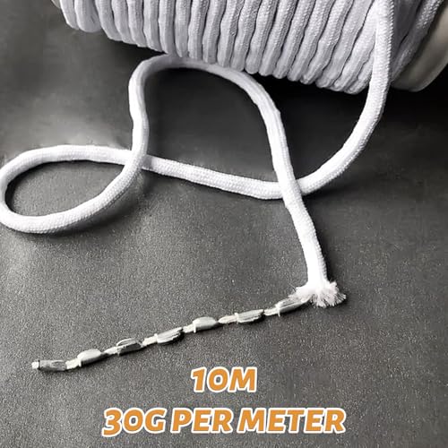 Zyiphor 300g 10m Plomb Curtain Weight Heavy Duty Lead Cord for Drapes Bath Curtain Mosquito Net (30g/m) Enhanced Drape &